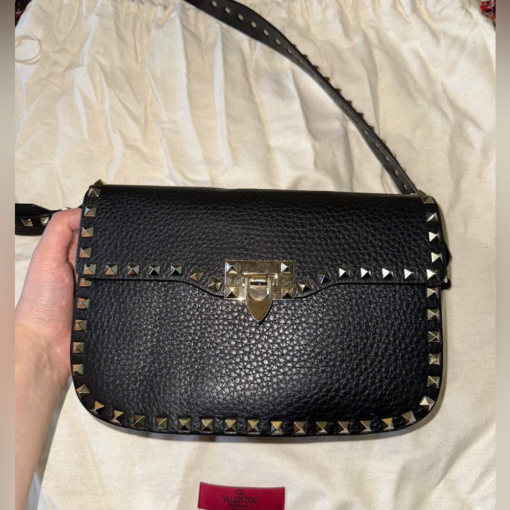 Valentino Rockstud Grainy Calfskin Crossbody Bag